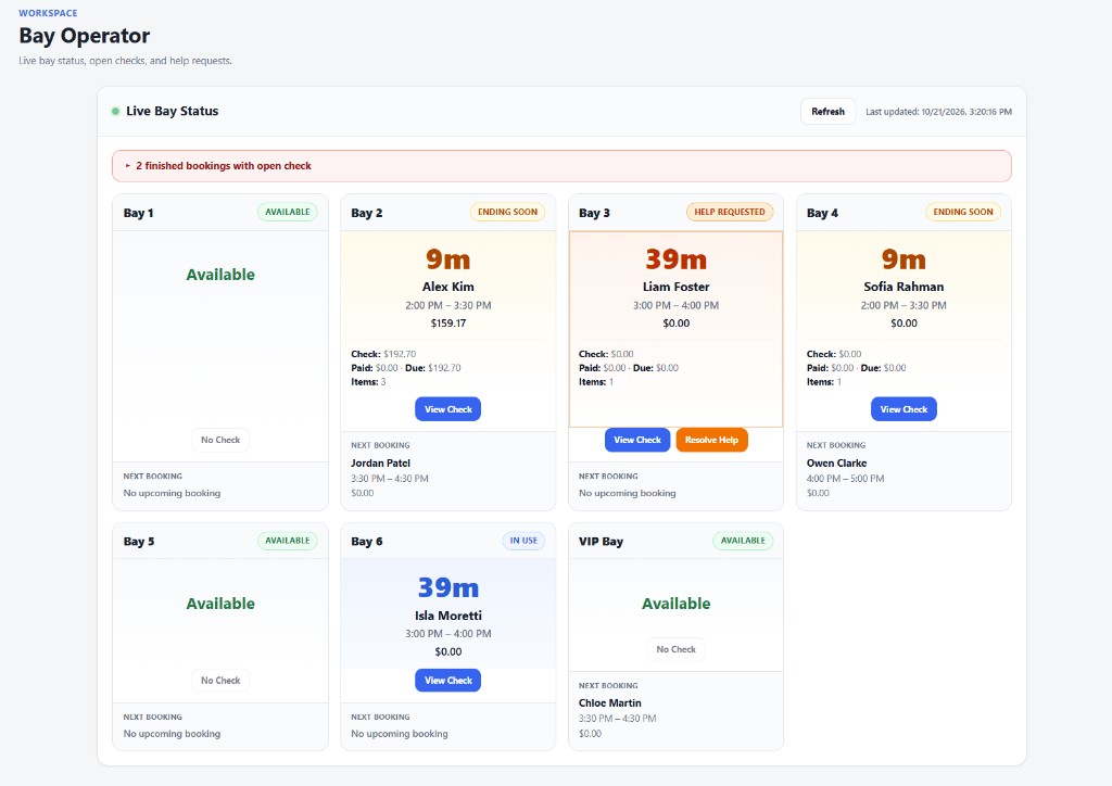 GolfBooking bay operator screenshot